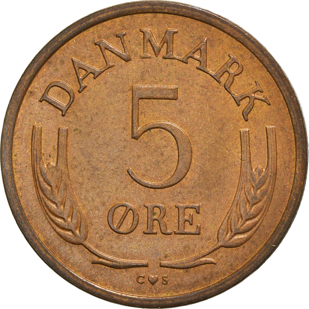 Moneta, Danimarca, Frederik IX, 5 Öre, 1967, Copenhagen, BB+, Bronzo, KM:848.1