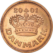 Moneta, Danimarca, Margrethe II, 25 Öre, 2001, SPL, Bronzo, KM:868.1