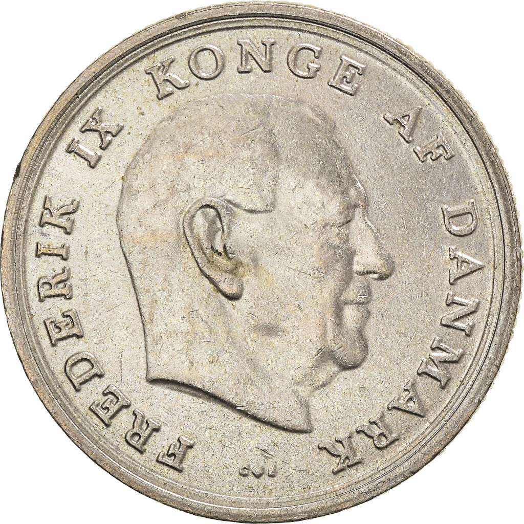 Coin, Denmark, Frederik IX, Krone, 1966, Copenhagen, AU(55-58), Copper-nickel