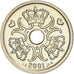 Coin, Denmark, Margrethe II, Krone, 2001, Copenhagen, MS(63), Copper-nickel