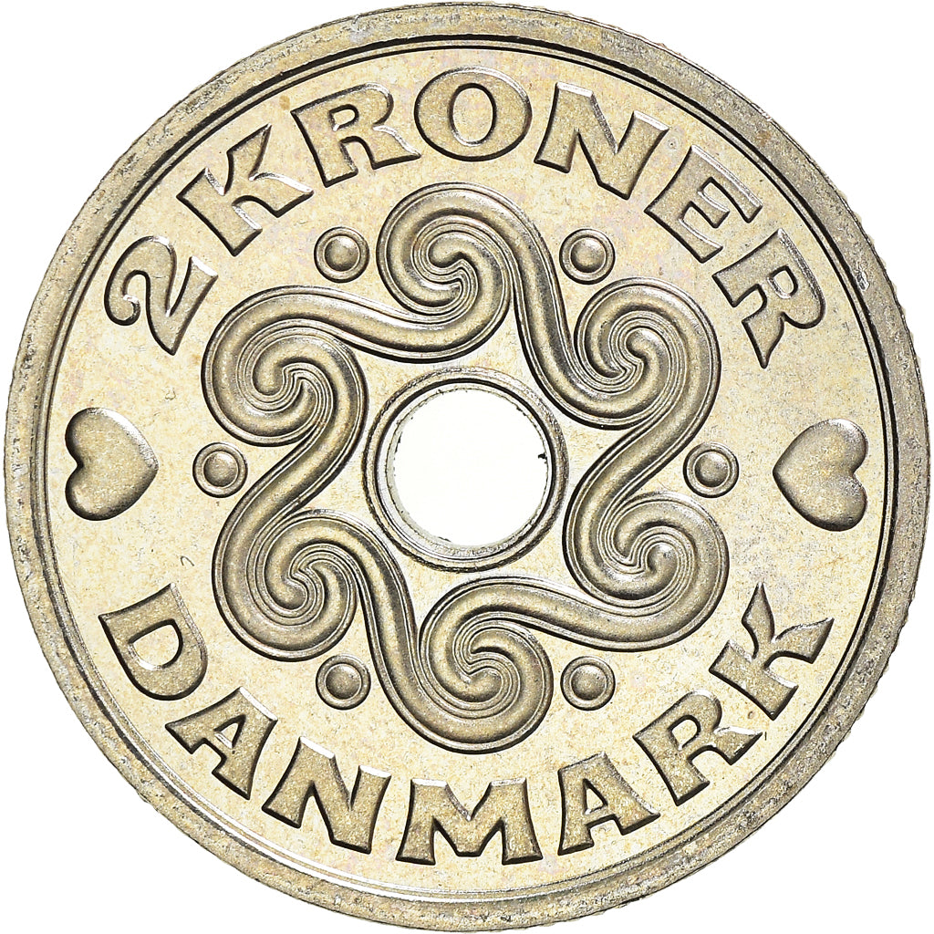 Coin, Denmark, Margrethe II, 2 Kroner, 2001, Copenhagen, MS(63), Copper-nickel