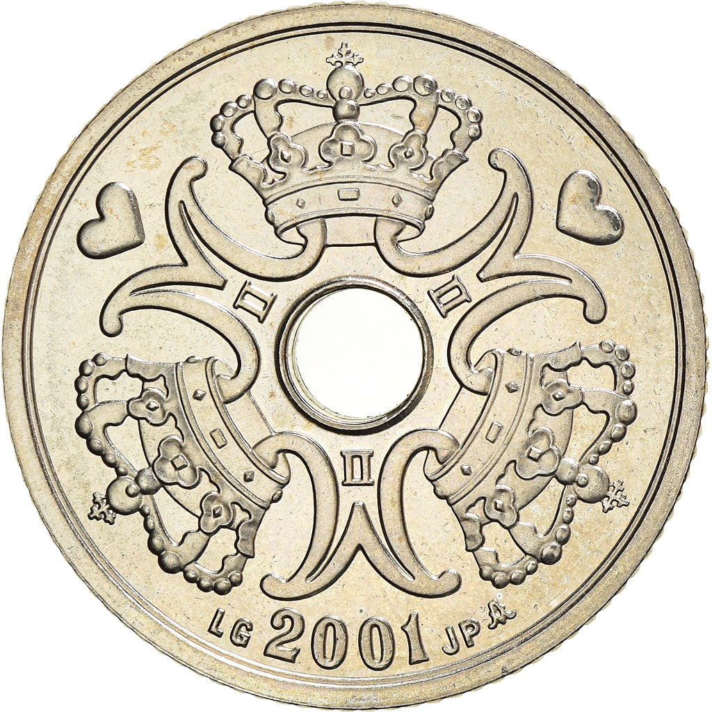 Coin, Denmark, Margrethe II, 5 Kroner, 2001, Copenhagen, MS(60-62)