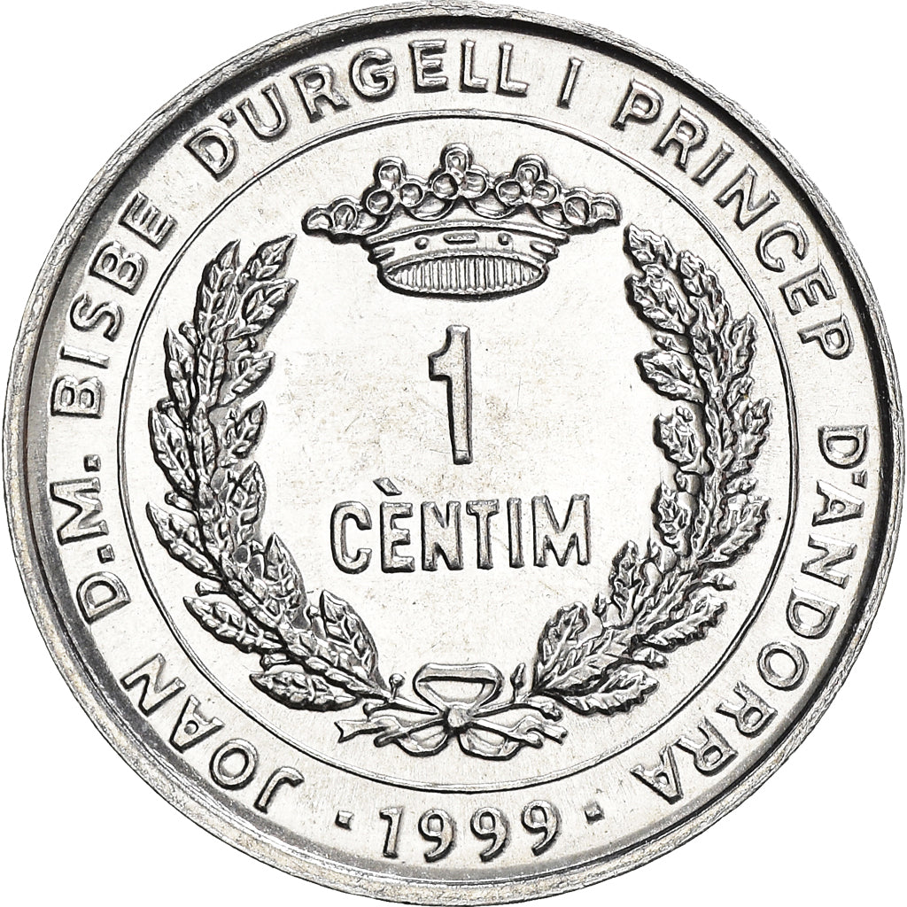 Moeda, Andorra, Centim, 1999, MS(63), Alumínio, KM:171