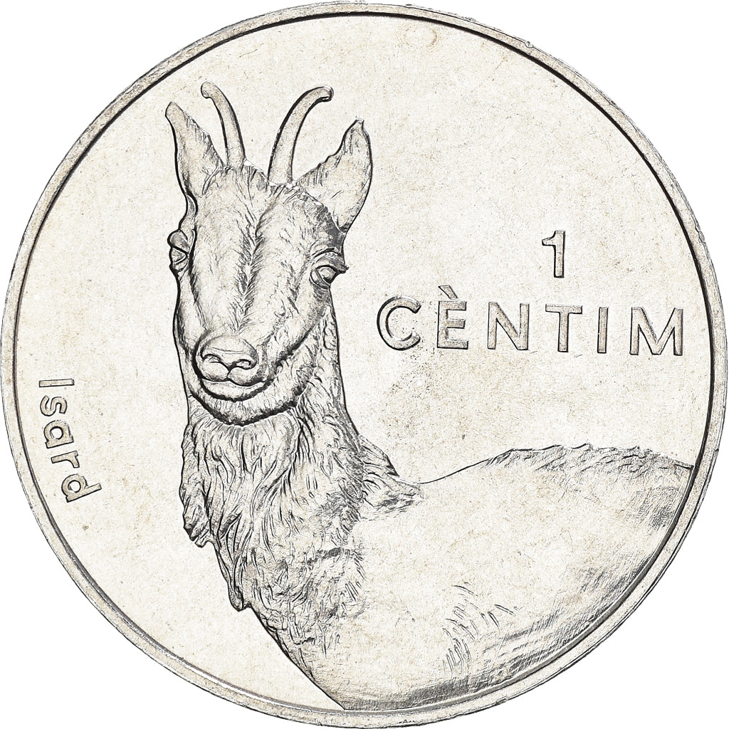 Coin, Andorra, Centim, 2002, Isard, MS(63), Aluminum, KM:177