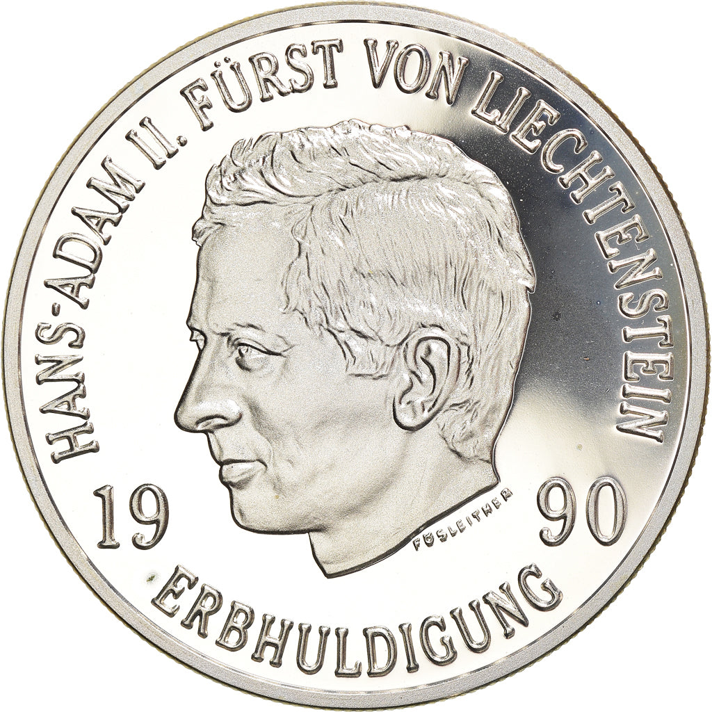 Monnaie, Liechtenstein, Prince Hans Adam II, 10 Franken, 1990, Huguenin Freres
