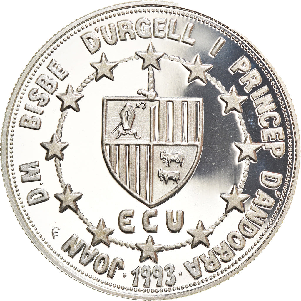 Münze, Andorra, 10 Diners, 1993, Proof / BE, STGL, Silber, KM:89