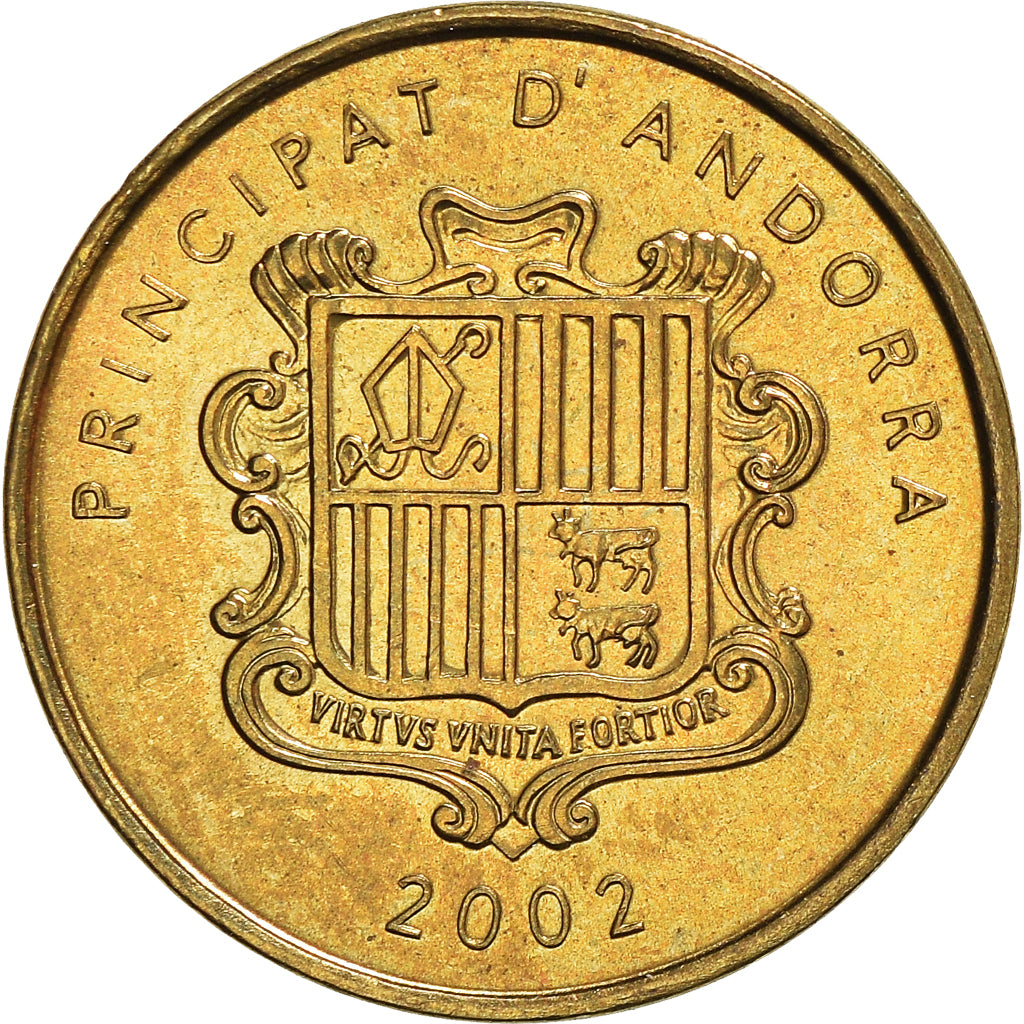 Moeda, Andorra, 2 Centims, 2002, MS(60-62), Latão, KM:179