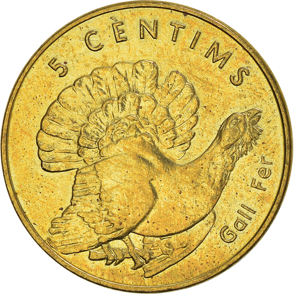 Coin, Andorra, 5 Centims, 2002, AU(50-53), Brass, KM:181