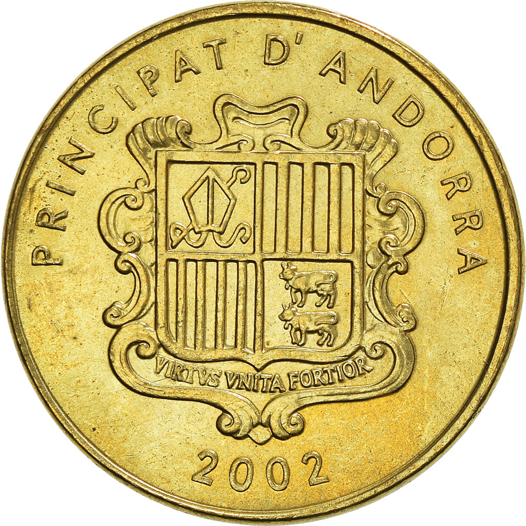 Coin, Andorra, 5 Centims, 2002, AU(55-58), Brass, KM:180