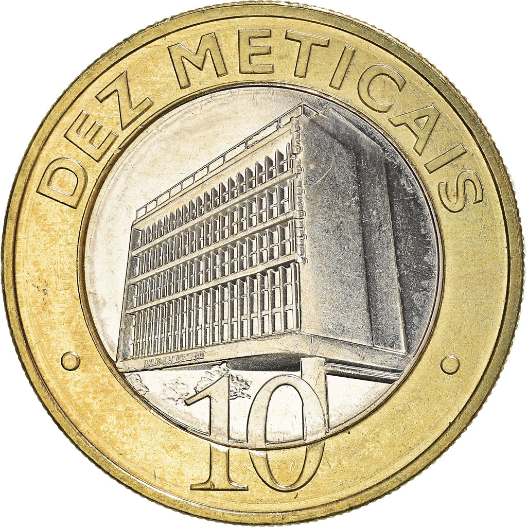 Coin, Mozambique, 10 Meticais, 2006, MS(60-62), Bi-Metallic, KM:140