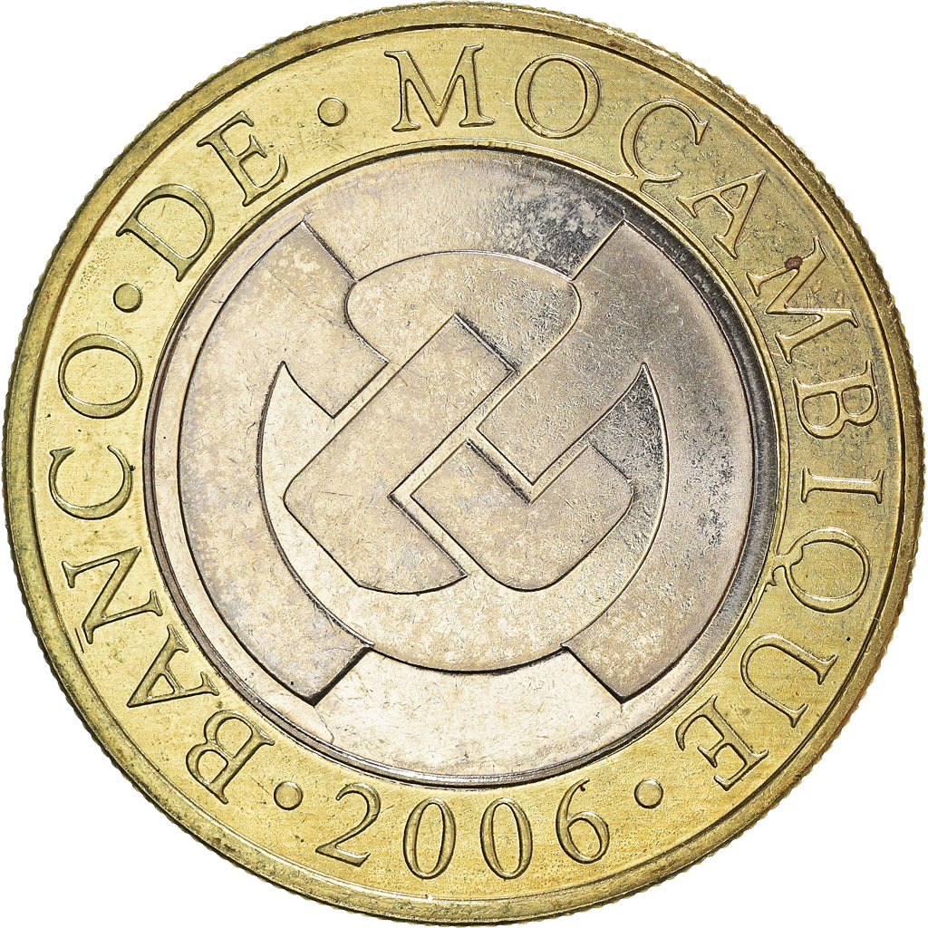 Coin, Mozambique, 10 Meticais, 2006, MS(60-62), Bi-Metallic, KM:140