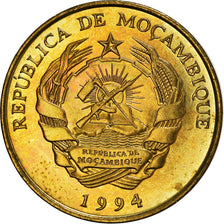 Coin, Mozambique, 5 Meticais, 1994, Royal Mint, AU(55-58), Brass Clad Steel