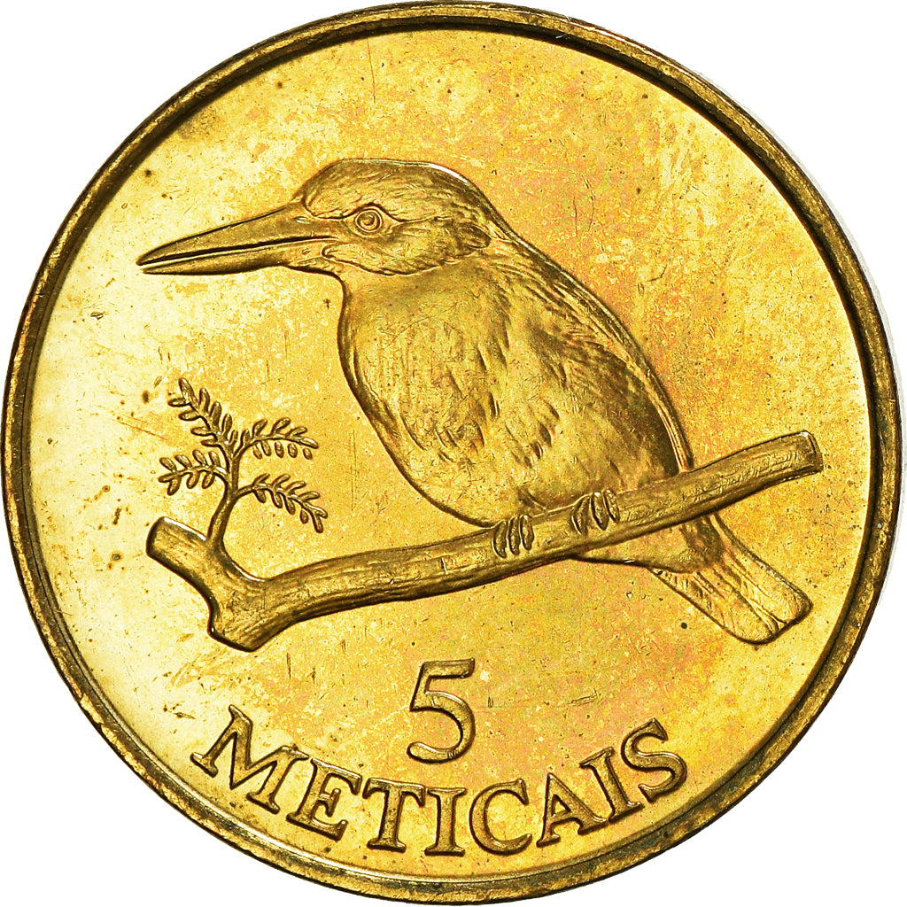 Coin, Mozambique, 5 Meticais, 1994, Royal Mint, AU(55-58), Brass Clad Steel
