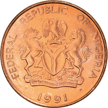 Monnaie, Nigéria, Elizabeth II, 25 Kobo, 1991, SUP+, Cuivre plaqué acier