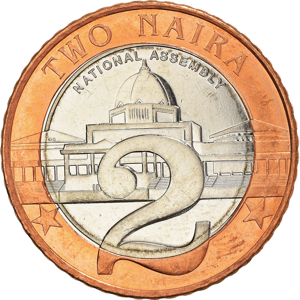 Coin, Nigeria, 2 Naira, 2006, MS(63), Bi-Metallic, KM:19