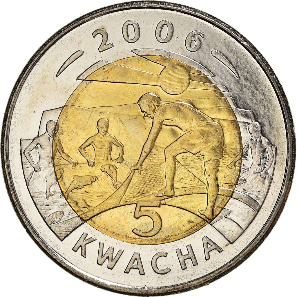 Coin, Malawi, 5 Kwacha, 2006, AU(55-58), Bi-Metallic, KM:57