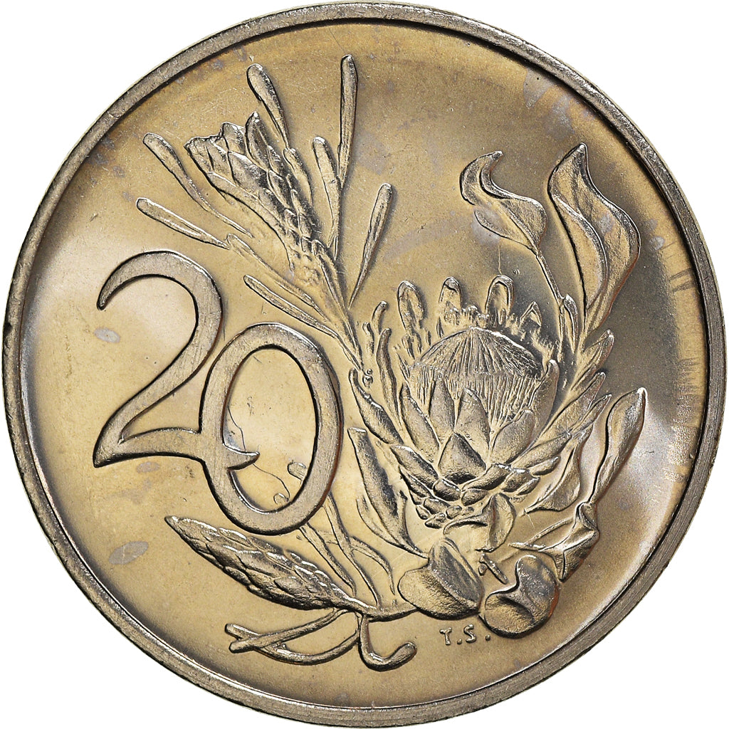 Moneta, Sudafrica, 20 Cents, 1982, SPL, Nichel, KM:113