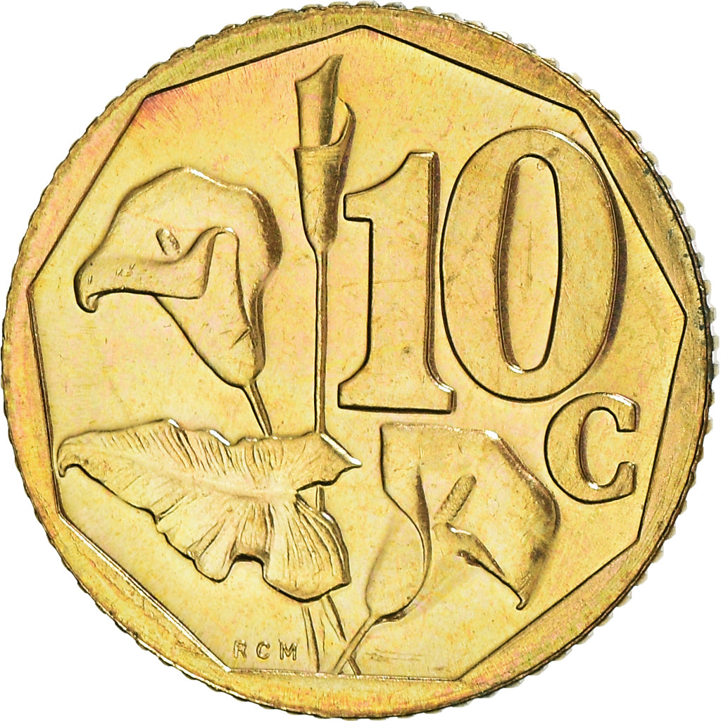 Coin, South Africa, 10 Cents, 2002, Pretoria, MS(63), Bronze Plated Steel