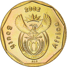 Moeda, África do Sul, 20 Cents, 2002, Pretoria, MS(63), Aço Cromado a Bronze