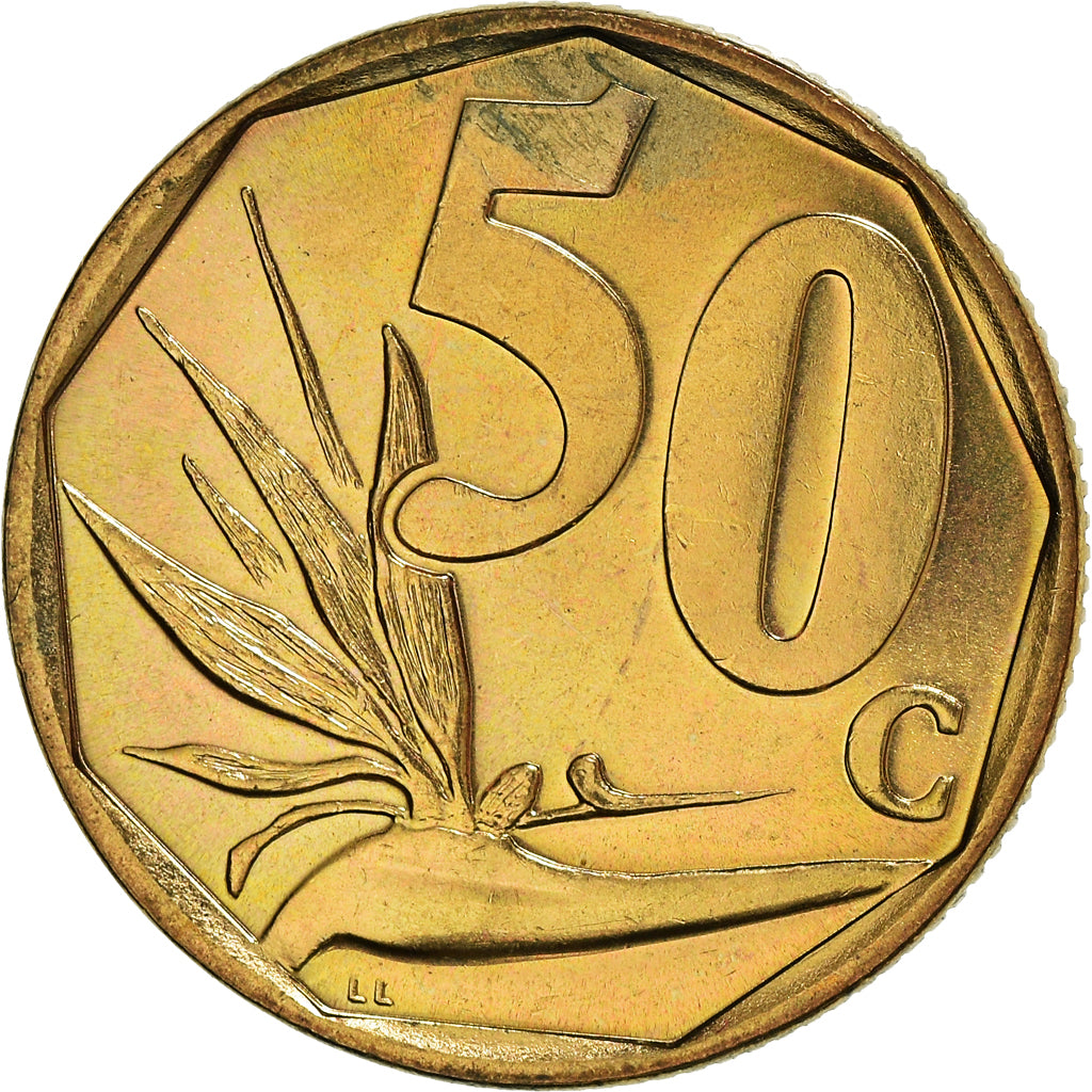 Moneda, Sudáfrica, 50 Cents, 2002, Pretoria, EBC+, Bronce chapado en acero