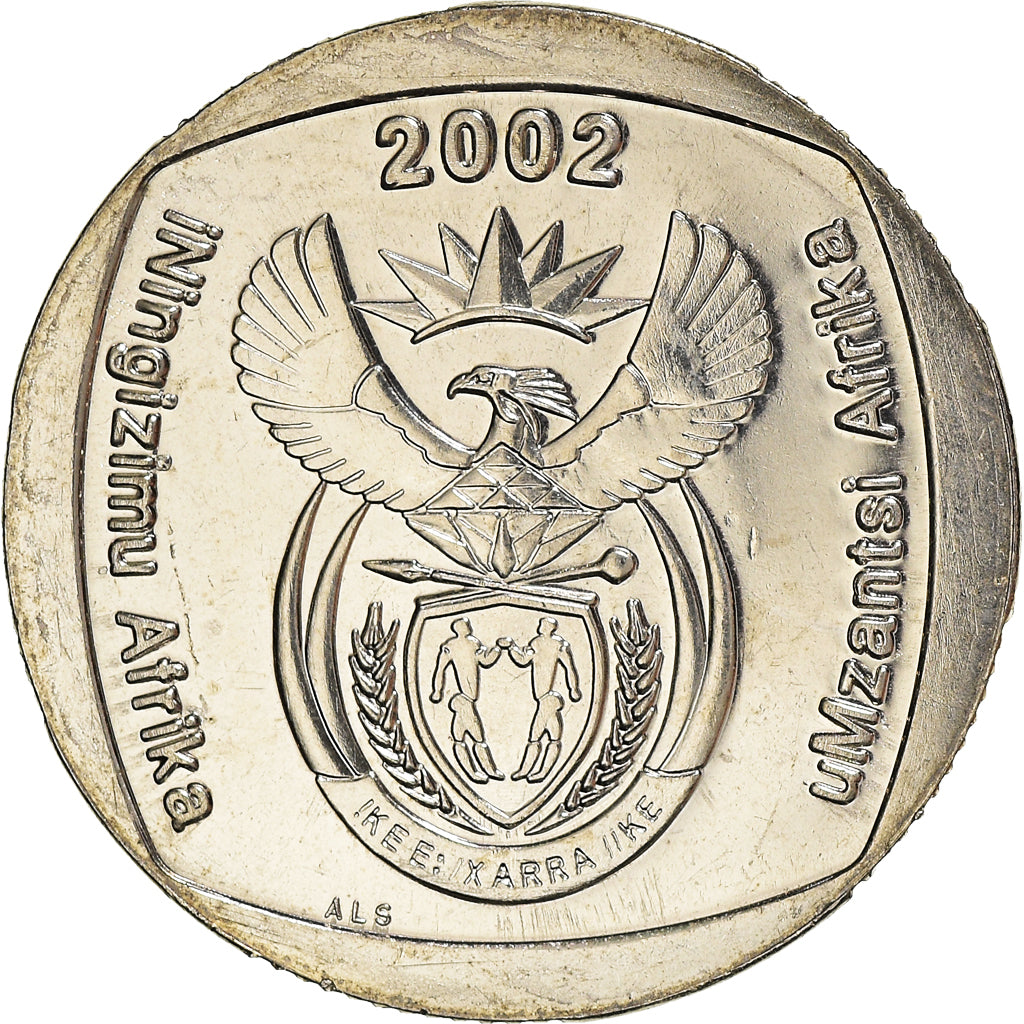 Coin, South Africa, 2 Rand, 2002, Pretoria, MS(63), Nickel Plated Copper, KM:273