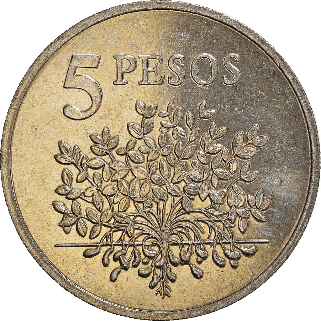 Coin, Guinea-Bissau, 5 Pesos, 1977, MS(60-62), Copper-nickel, KM:20