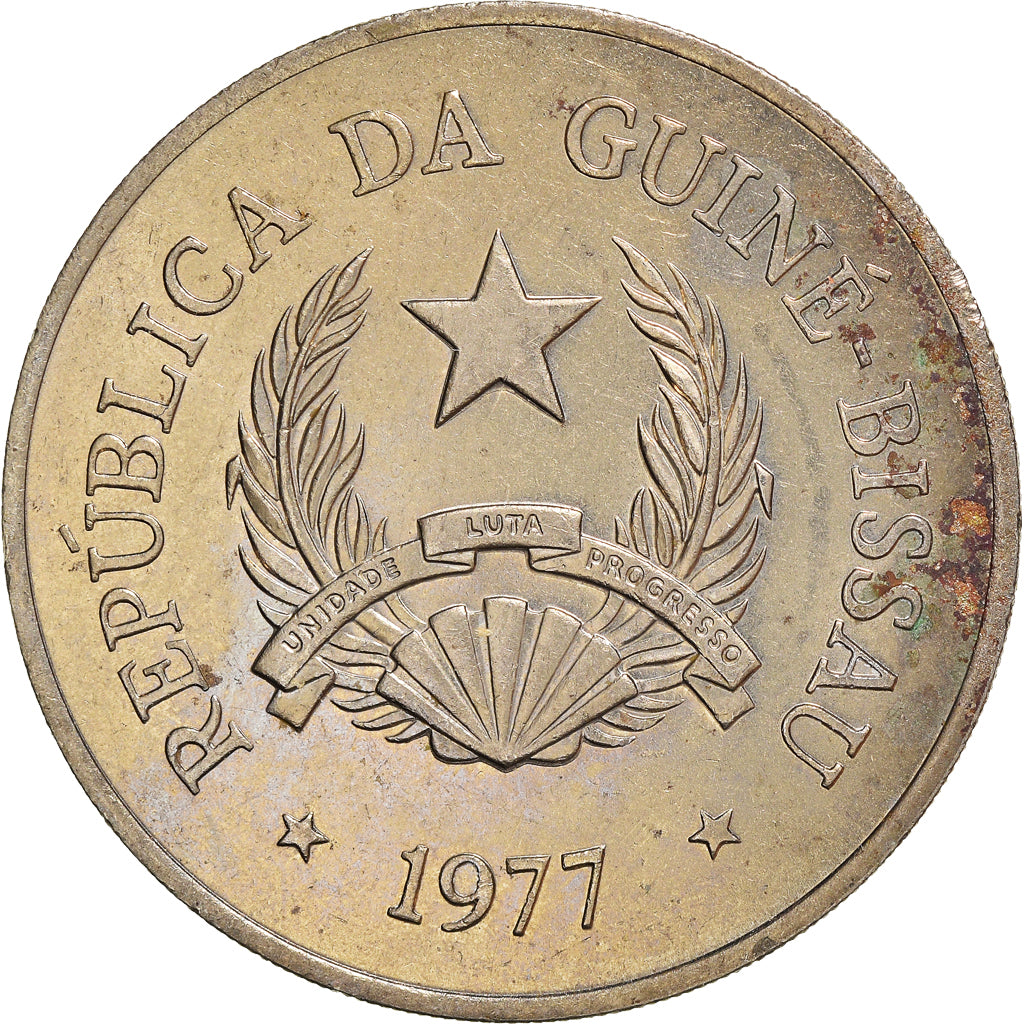 Moneda, Guinea-Bissau, 20 Pesos, 1977, MBC, Cobre - níquel, KM:21