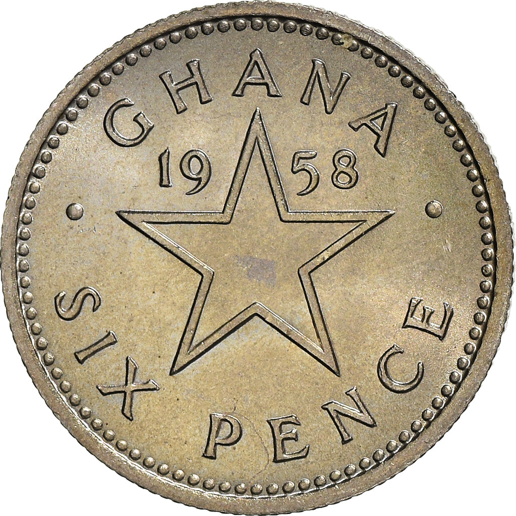 Moneta, Ghana, 6 Pence, 1958, SPL, Rame-nichel, KM:4