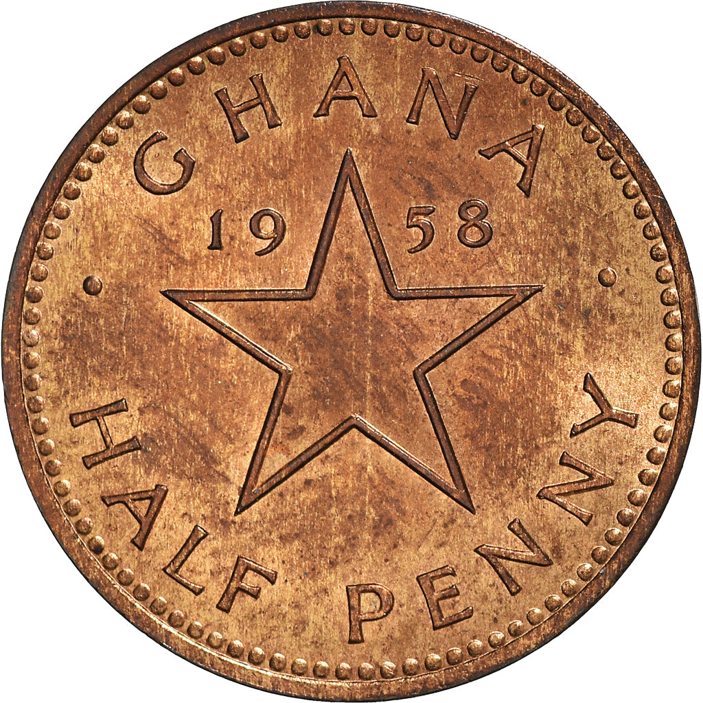 Coin, Ghana, 1/2 Penny, 1958, MS(63), Bronze, KM:1