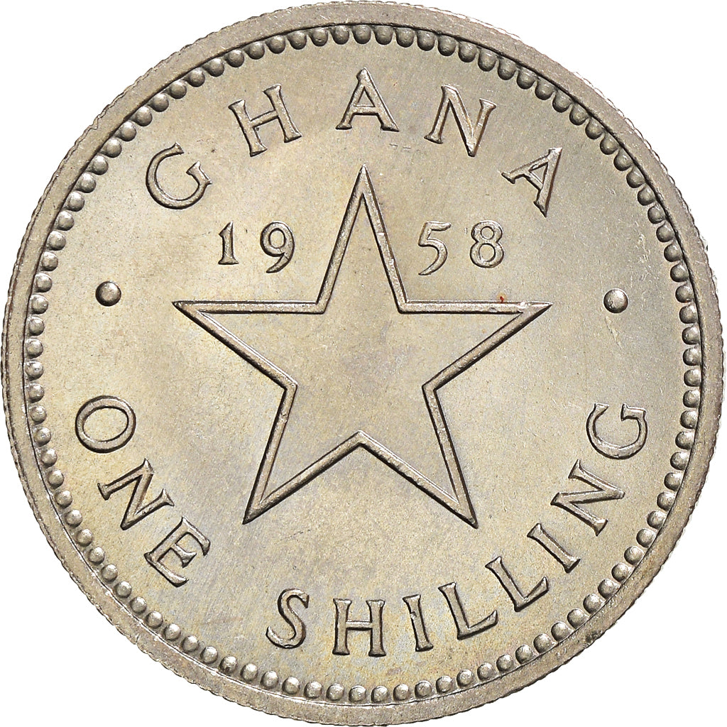 Coin, Ghana, Shilling, 1958, MS(63), Copper-nickel, KM:5