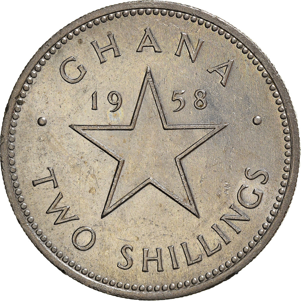 Coin, Ghana, 2 Shilling, 1958, AU(50-53), Copper-nickel, KM:6