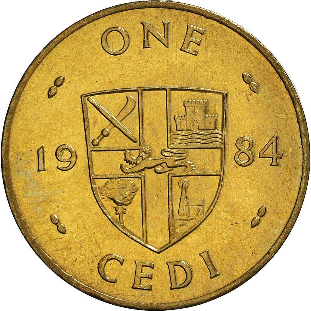 Coin, Ghana, Cedi, 1984, MS(63), Brass, KM:25
