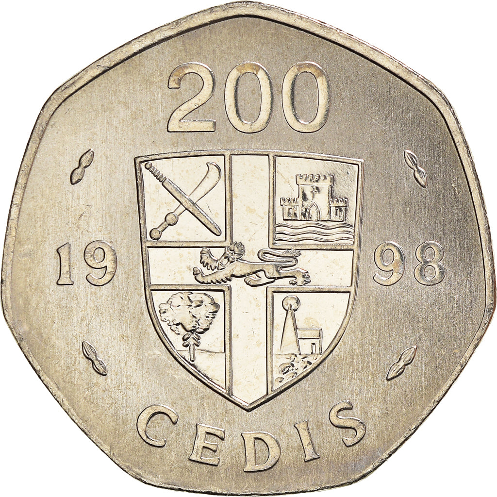 Moneta, Ghana, 200 Cedis, 1998, SPL, Acciaio placcato nichel, KM:35