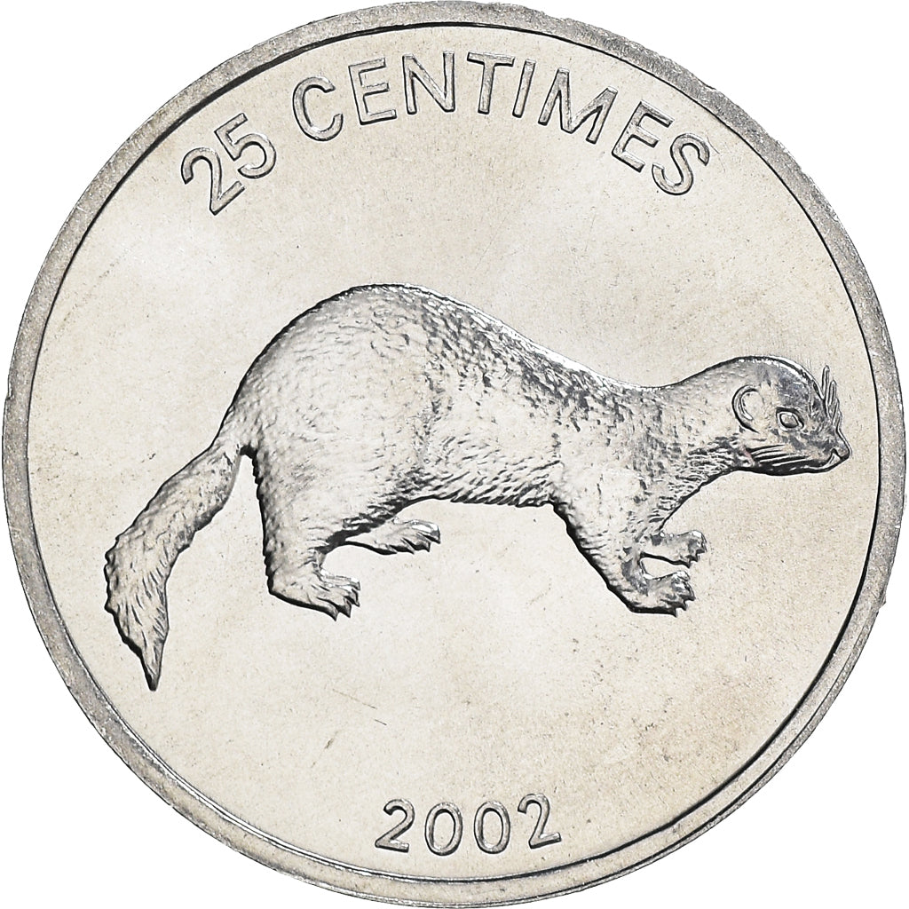 Coin, CONGO, DEMOCRATIC REPUBLIC, 25 Centimes, 2002, MS(65-70), Aluminum, KM:76