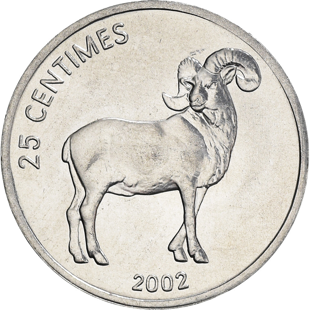 Moeda, CONGO, REPÚBLICA DEMOCRÁTICA, 25 Centimes, 2002, MS(65-70), Alumínio