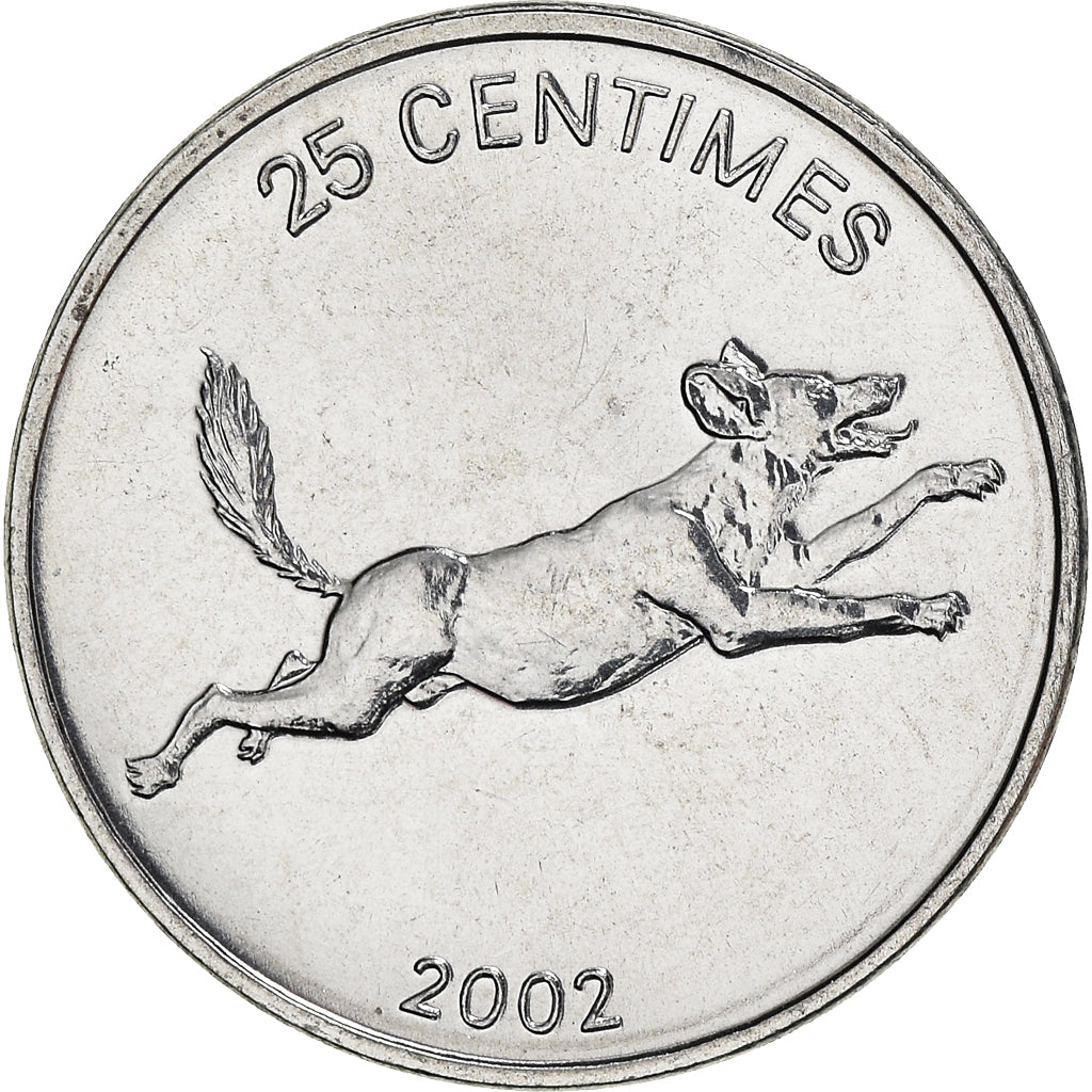 Coin, CONGO, DEMOCRATIC REPUBLIC, 25 Centimes, 2002, MS(65-70), Aluminum, KM:83