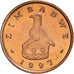 Coin, Zimbabwe, Cent, 1997, AU(55-58), Bronze Plated Steel, KM:1a