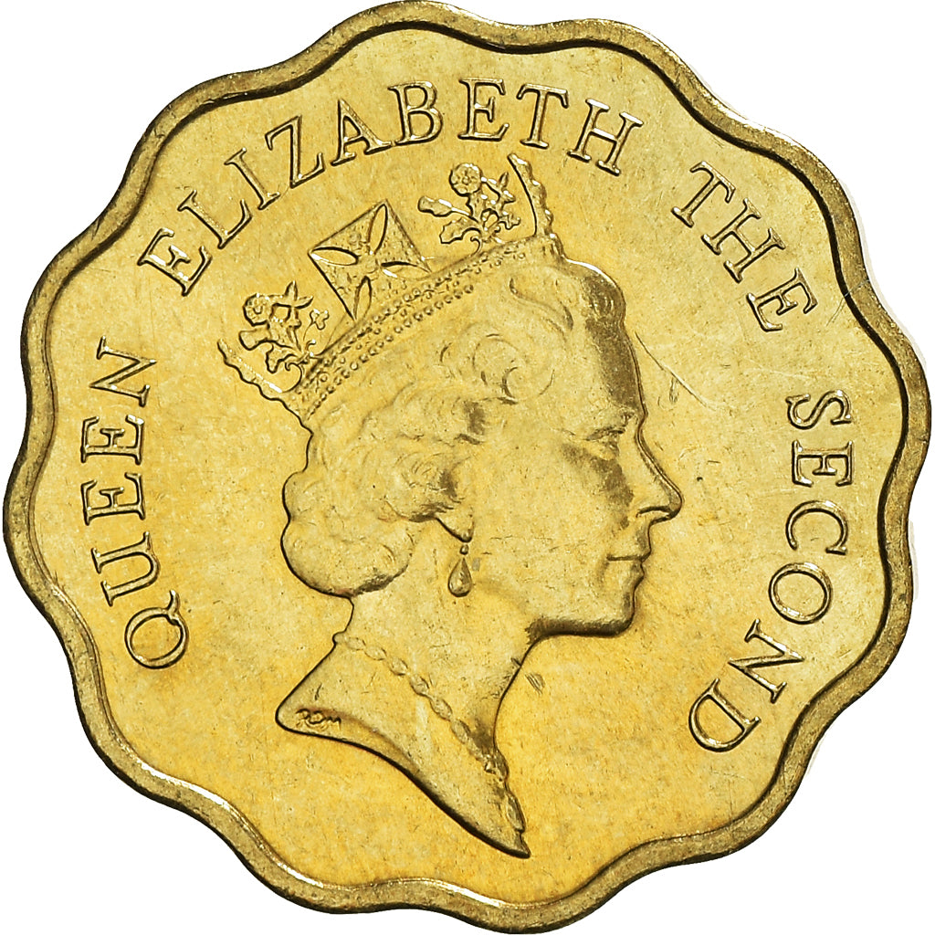 Coin, Hong Kong, Elizabeth II, 20 Cents, 1991, MS(60-62), Nickel-brass, KM:59
