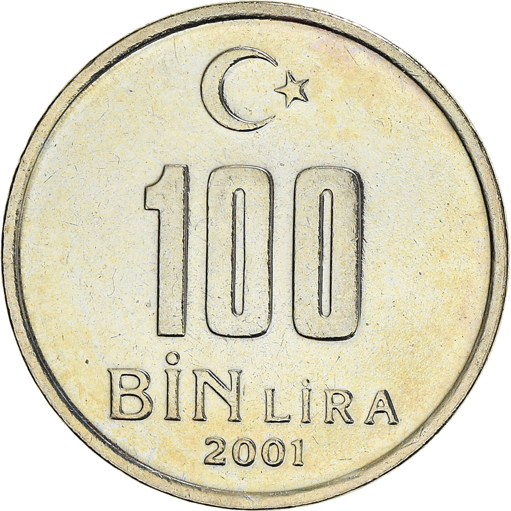 Coin, Turkey, 100000 Lira, 100 Bin Lira, 2001, Istanbul, AU(50-53)