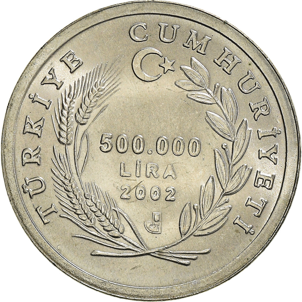 Coin, Turkey, 500 000 Lira, 2002, MS(65-70), Cupronickel