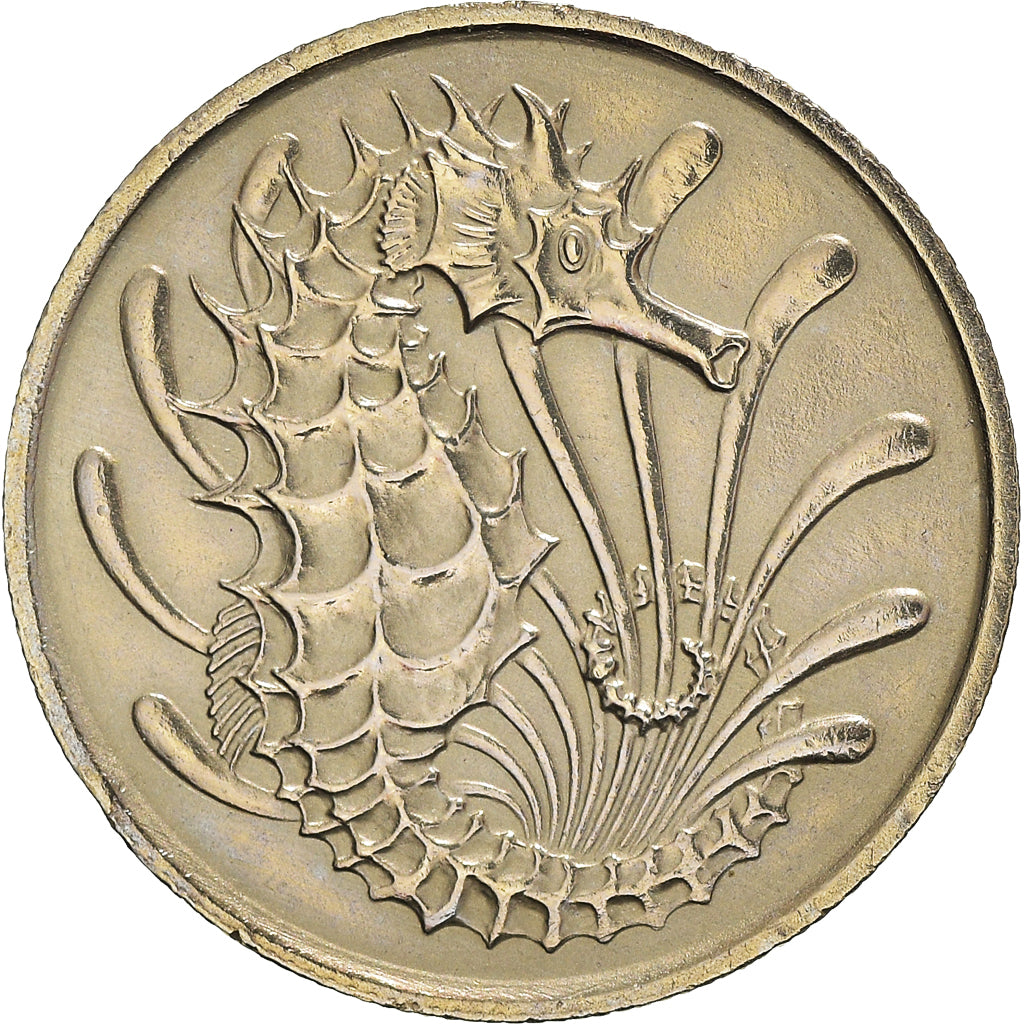 Coin, Singapore, 10 Cents, 1972, AU(50-53), Copper-nickel