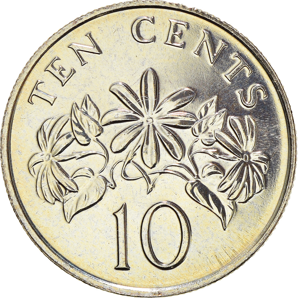 Coin, Singapore, 10 Cents, 2002, Singapore Mint, MS(63), Copper-nickel, KM:100
