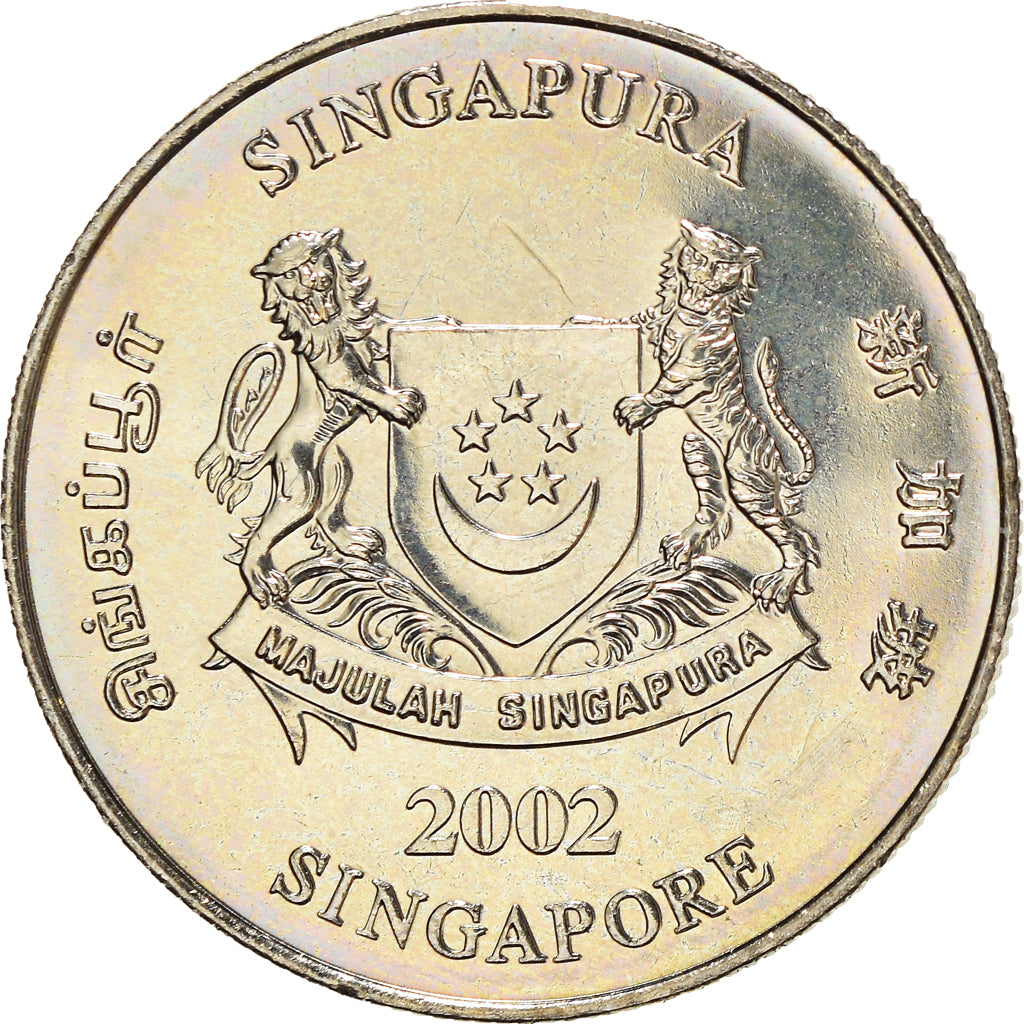 Coin, Singapore, 20 Cents, 2002, Singapore Mint, MS(63), Copper-nickel, KM:101