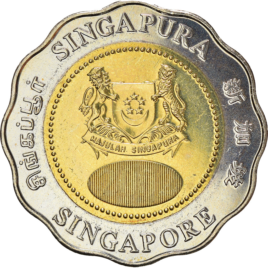 Coin, Singapore, 5 Dollars, 2002, Singapore Mint, MS(63), Bi-Metallic, KM:104.3