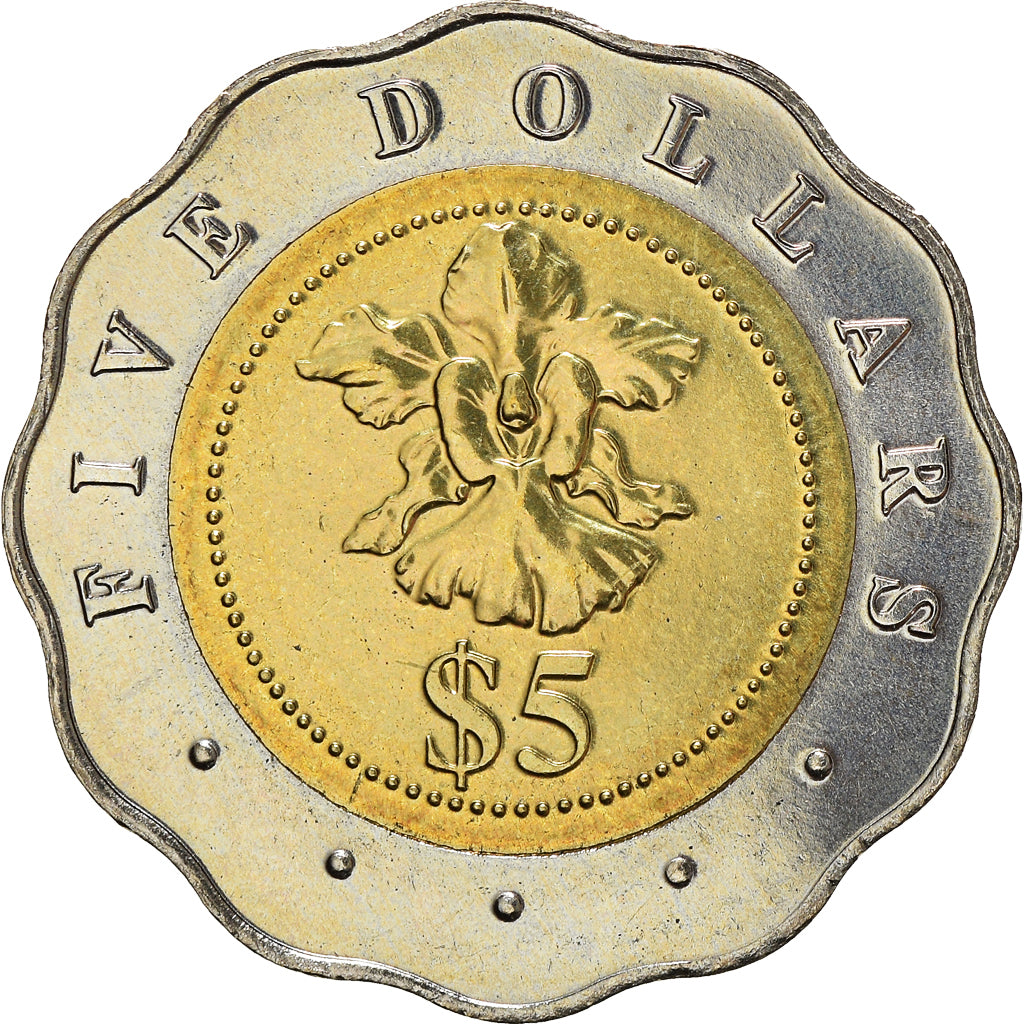 Coin, Singapore, 5 Dollars, 2002, Singapore Mint, MS(63), Bi-Metallic, KM:104.3
