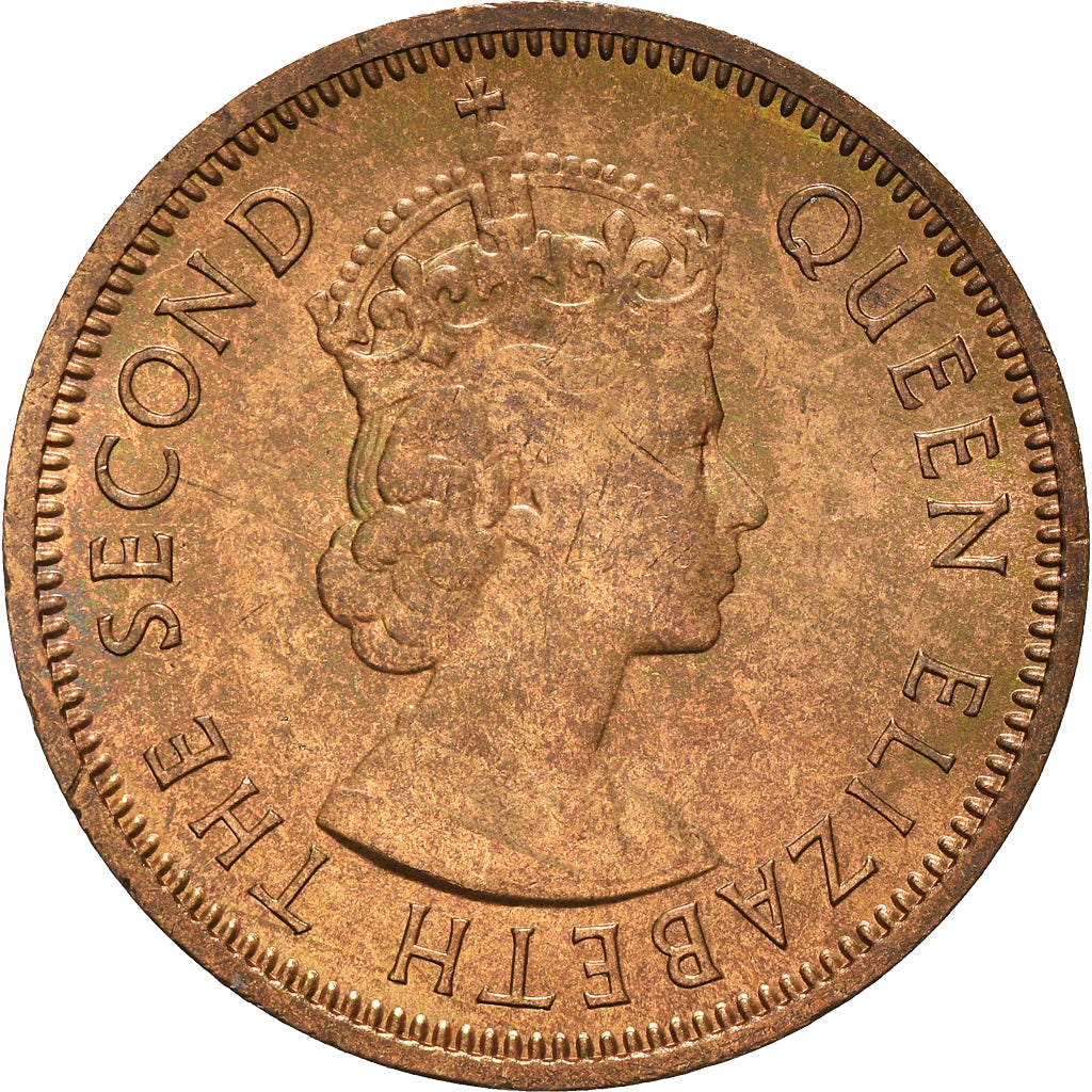 Coin, Mauritius, Elizabeth II, 2 Cents, 1975, AU(55-58), Bronze, KM:32
