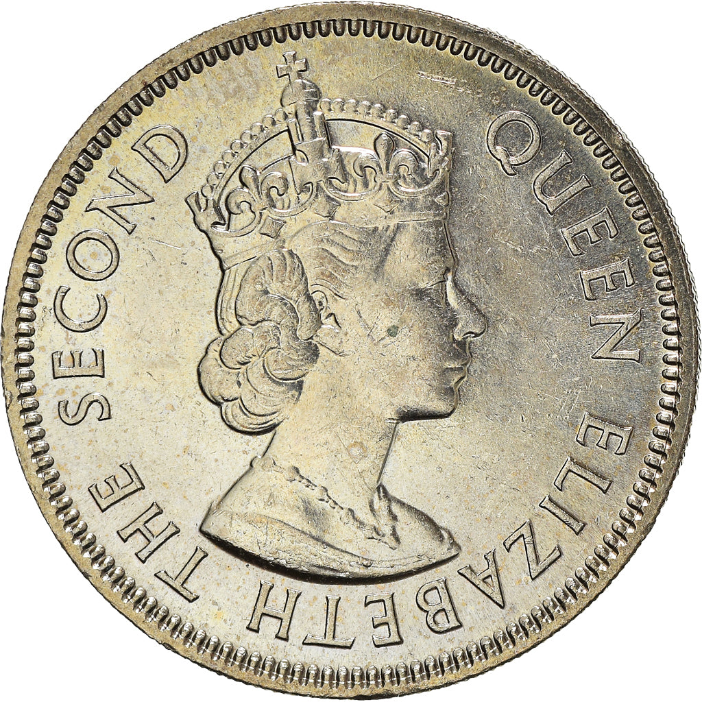 Coin, Mauritius, Elizabeth II, 1/2 Rupee, 1975, AU(55-58), Copper-nickel
