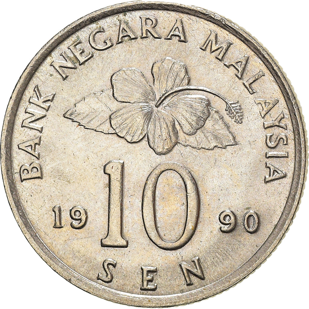 Coin, Malaysia, 10 Sen, 1990, MS(63), Copper-nickel, KM:51