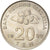 Münze, Malaysia, 20 Sen, 1990, UNZ, Kupfer-Nickel, KM:52