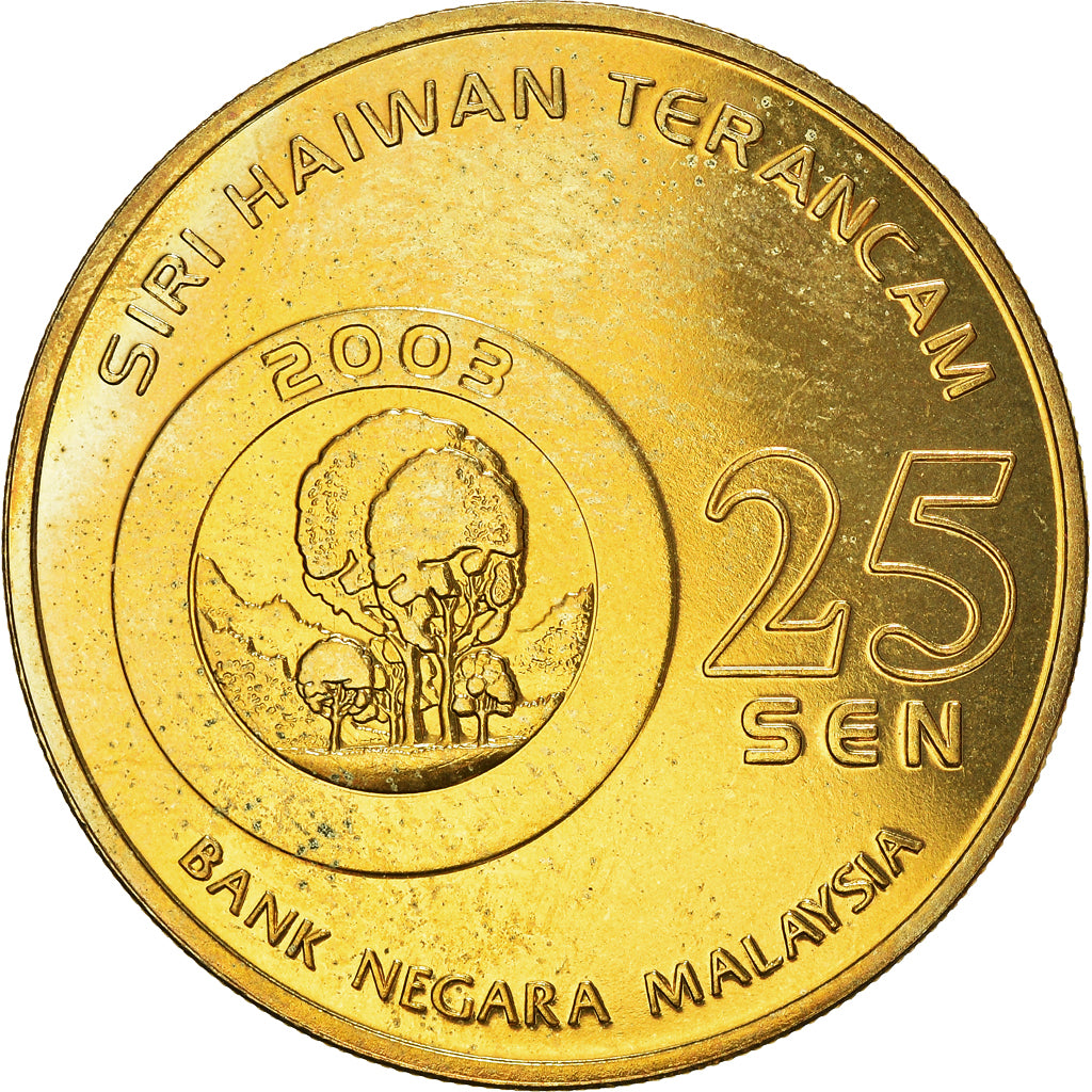 Coin, Malaysia, 25 Sen, 2003, MS(60-62), Brass, KM:88